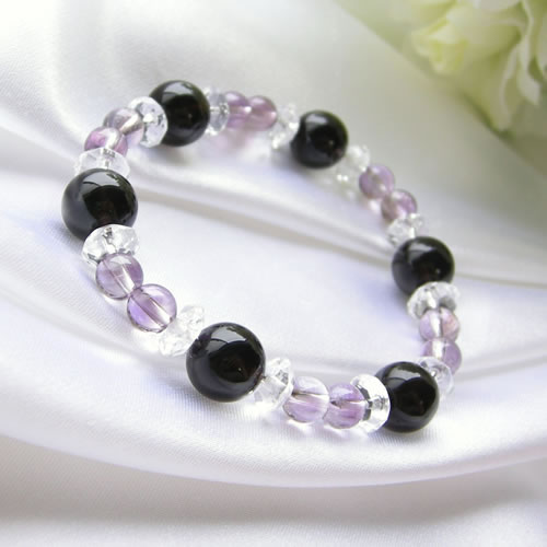 パワーストーン ブレスレット メンズ レディース モリオン黒水晶 & ラベンダーアメジスト ブレの通販は 5,510円
