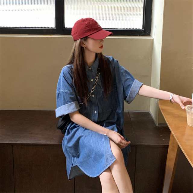 デニムワンピース レディース 女性 デニムシャツ シャツ
