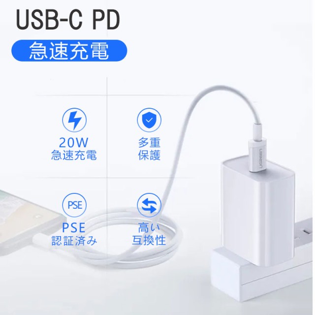 30分で60%まで急速充電】iPhone PD急速充電ケーブル＋20W PD USB-C