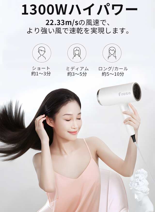 ヘアドライヤー 大風量 軽量 速乾 マイナスイオン 電磁波低減 ヘアケア