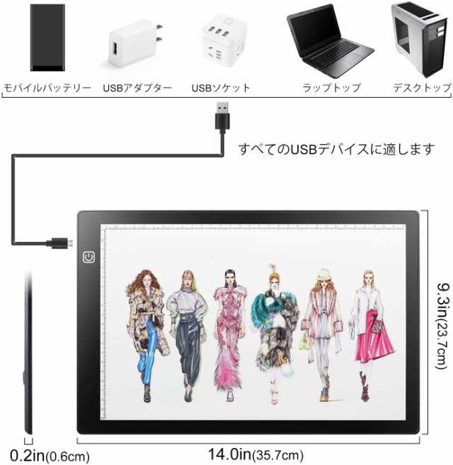 トレース台 LED トレースパネル A4 軽量 薄型 ３段階調光 MB0055 春のコレクション