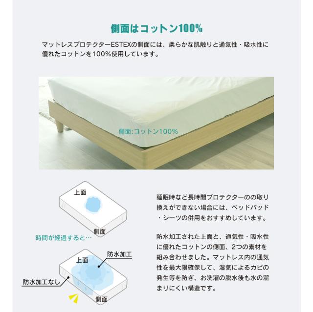 スペイン直輸入 マットレスプロテクター セミダブル2台用サイズ セミダブル+セミダブル(240cm×195cm) スペイン製 防水 通気性 ESTEXの通販は