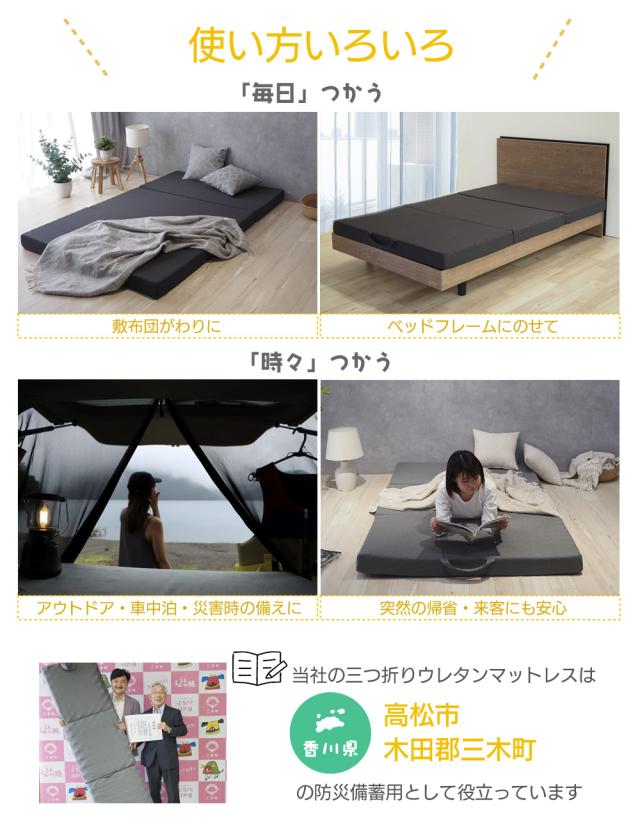 マットレス 三つ折り 高反発　ウレタン 3Dセル 体圧分散 60SS 楽天市場】マットレス 三つ折り 折りたたみ 高反発マットレス