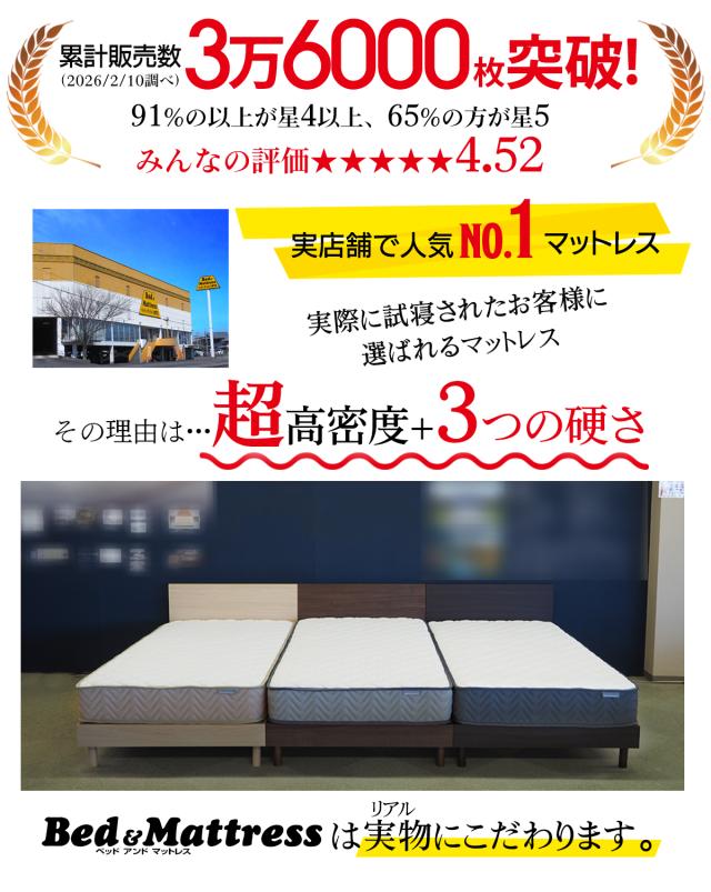 超高密度 しっかり ポケットコイル マットレス【シングル】【85 
