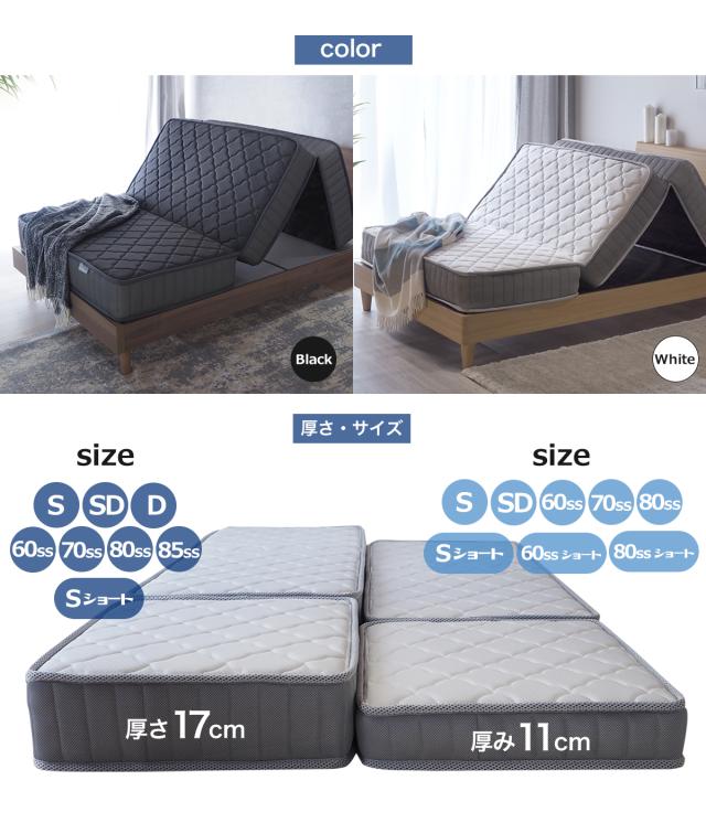 三つ折り ポケットコイル マットレス マット厚17cm シングル (97×195cm