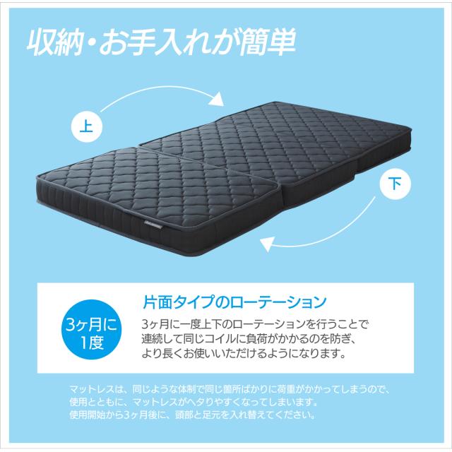 薄型 マット厚11cm 三つ折り ポケットコイル マットレス 幅60cm(60×195