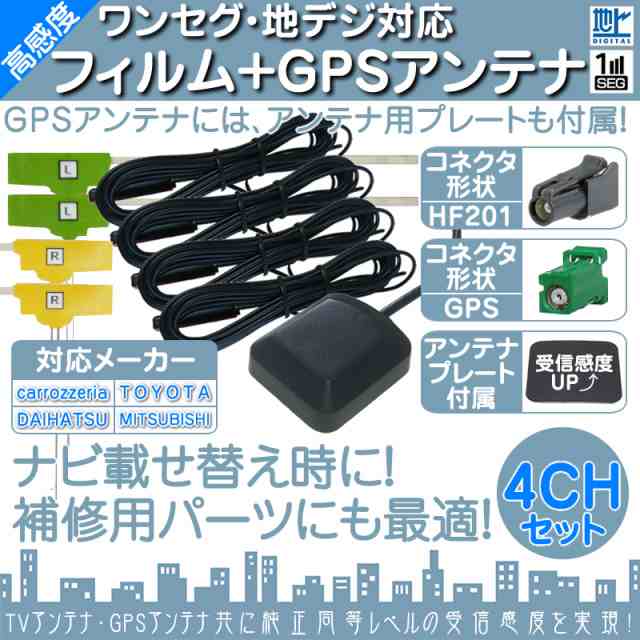 AVIC-ZH09 AVIC-ZH99 NSZP-W65DE 他対応 地デジ フルセグ フィルムアンテナ HF201 4本 + GPSアンテナ  セッの通販はau PAY マーケット - 良品本舗 ONEUP - カー用品