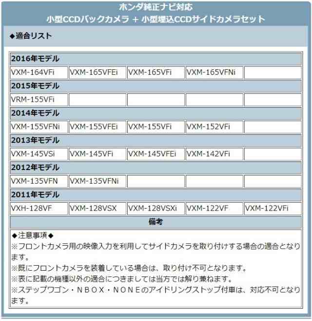 VXM-155VFEi VXM-155VFi VXM-152VFi 他対応 バックカメラ + サイド