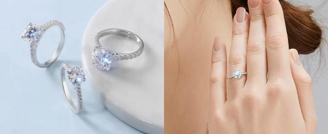 モアサナイト リング レディース 1ct 一粒 シンプル 金属アレルギー 対応 ダイヤモンド の２.５倍の輝き D VVS  指輪 誕生日 プレゼント 誕生日プレゼント ギフト 女性 大人 シルバー925 プラチナ 仕上げ 婚約指輪 結婚 指輪_3