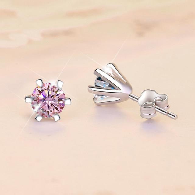 モアサナイト ピンク ピアス 1ct スタッドピアス 0.5ct ×2 一粒 両耳 