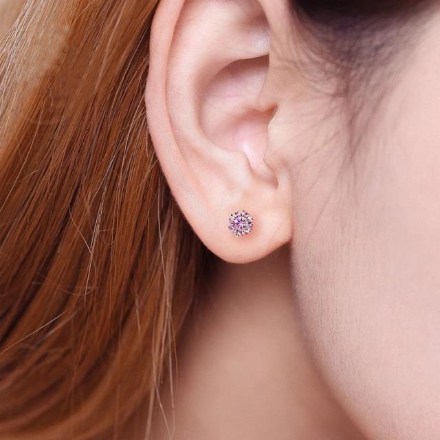 モアサナイト ピンク ピアス 1ct スタッドピアス 0.5ct ×2 一粒 両耳 
