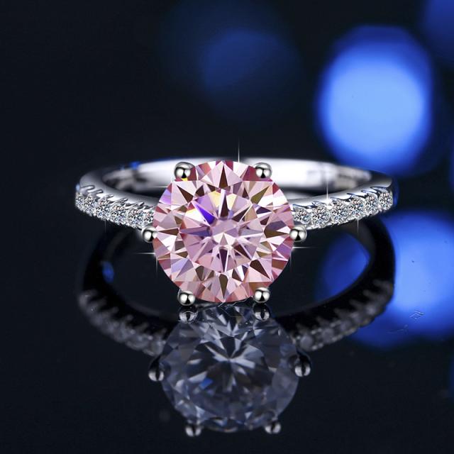 モアサナイト ピンク リング レディース 1ct 一粒 シンプル ピンクダイヤモンド の２.５倍の輝き 桜ピンク VVS 指輪 誕生日 プレゼント 誕生日プレゼント ギフト 女性 大人 シルバー925 プラチナ 仕上げ 婚約指輪 結婚 指輪_3