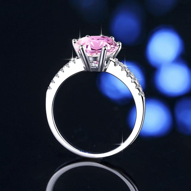 モアサナイト ピンク リング レディース 1ct 一粒 シンプル ピンクダイヤモンド の２.５倍の輝き 桜ピンク VVS 指輪 誕生日 プレゼント 誕生日プレゼント ギフト 女性 大人 シルバー925 プラチナ 仕上げ 婚約指輪 結婚 指輪_4