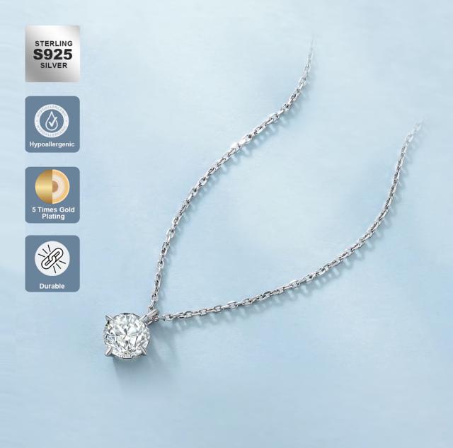 モアサナイト ネックレス レディース 1ct 一粒 シンプル 金属アレルギー 対応 ダイヤモンド の２.５倍の輝き 誕生日 プレゼント 誕生日プレゼント ギフト 女性 大人 シルバー925 プラチナ ゴールド 金 18金 仕上 K18 チェーン 50cm 長さ調整_4