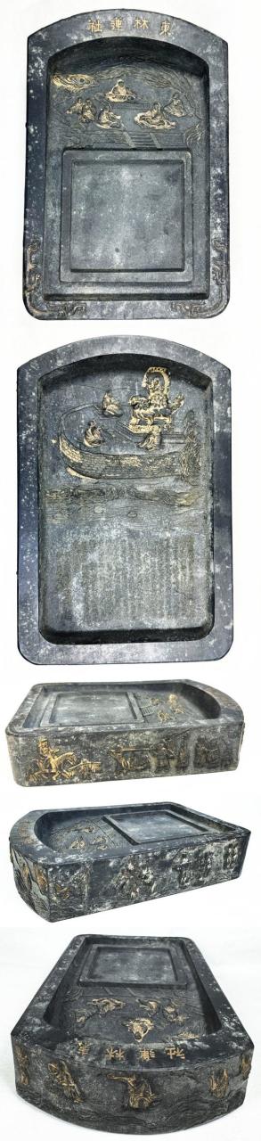 送料無料】清 東林蓮社 硯型古墨 乾隆 約1678g 中国 美術 書道 墨 固形