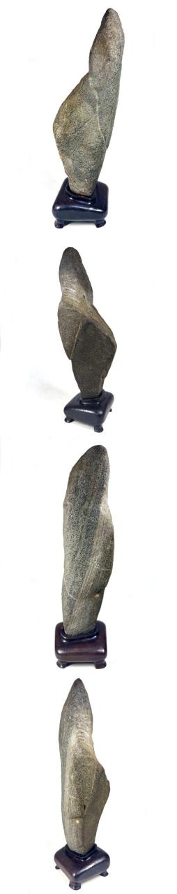 送料無料】天然水石 鑑賞石 紫檀木台 唐木台 一点もの 置物 約3.3kg 