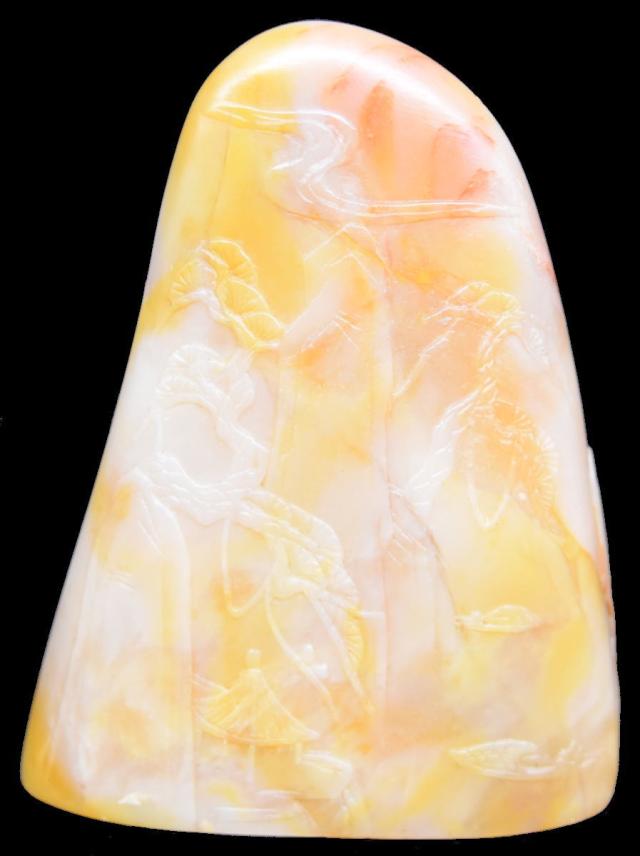 【送料無料】天然 寿山石 Shoushan stone 高山石 高山黄 手彫り 印材 未使用 旧蔵 福建省原石 置物 稀少 唐物古玩 印鑑 篆刻 威龍彩雲通販_1