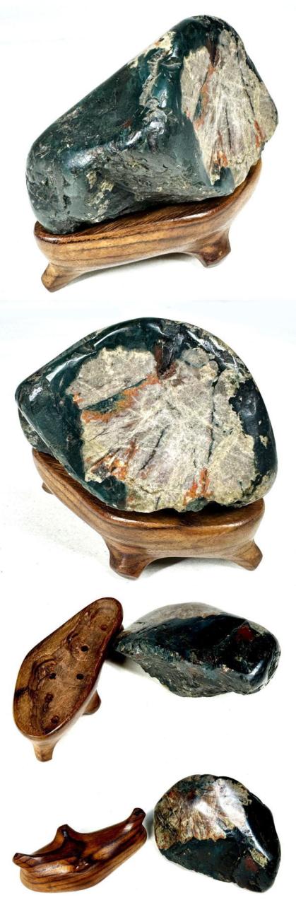 菊花石 鑑賞石 (産地/ 根尾 赤倉山) 唐木台 一点もの 置物WWFT028