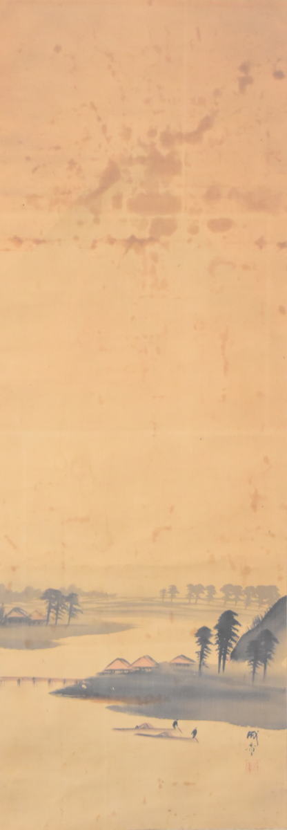 【送料無料】諸星成章 山水図 手巻き画絵巻 明治 古い 画軸 絹本 共箱 肉筆 立軸 年代保証 書法 掛け軸 古美術 茶掛 掛軸 古玩 文化財収集 威龍彩雲通販_2
