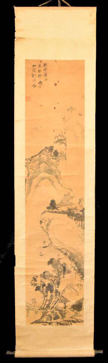 閑 江戸中期絵師 島田元直 紀元直 『中国人物青緑山水図』一双