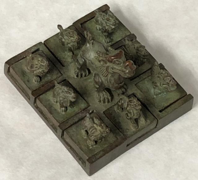 送料無料】 古青銅珍獣鈕印 9点 龍 麒麟 龍亀 睚眦 貔貅 四