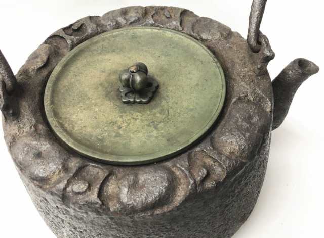 オンラインショップ 茶壺 銅摘 唐銅蓋 急須 鉄瓶 送料無料】 湯沸 稀少 修復なし 鉄瓶