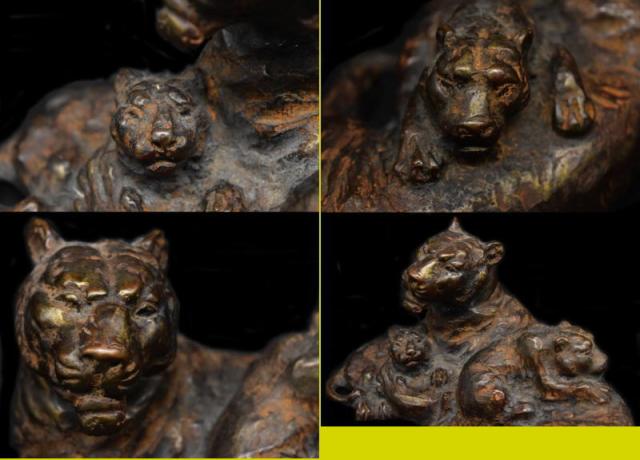 古銅 ブロンズ像 虎の親子 寅 歴史有る年代物 入手困難 十二支 WWST067