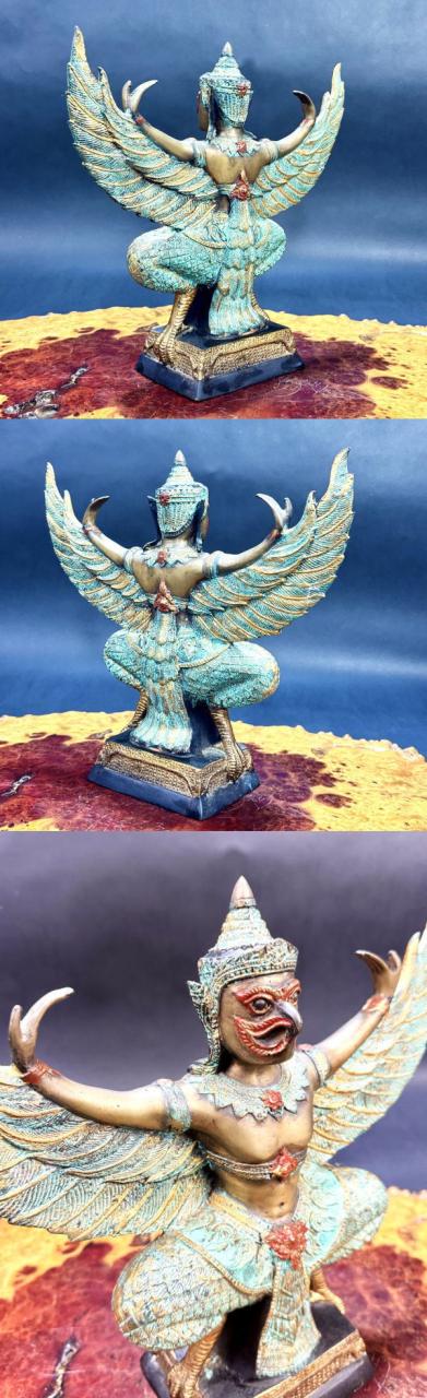 美術品・アンティーク・コレクション 銅製彩絵ガルーダ像 仏像 神像 鳥