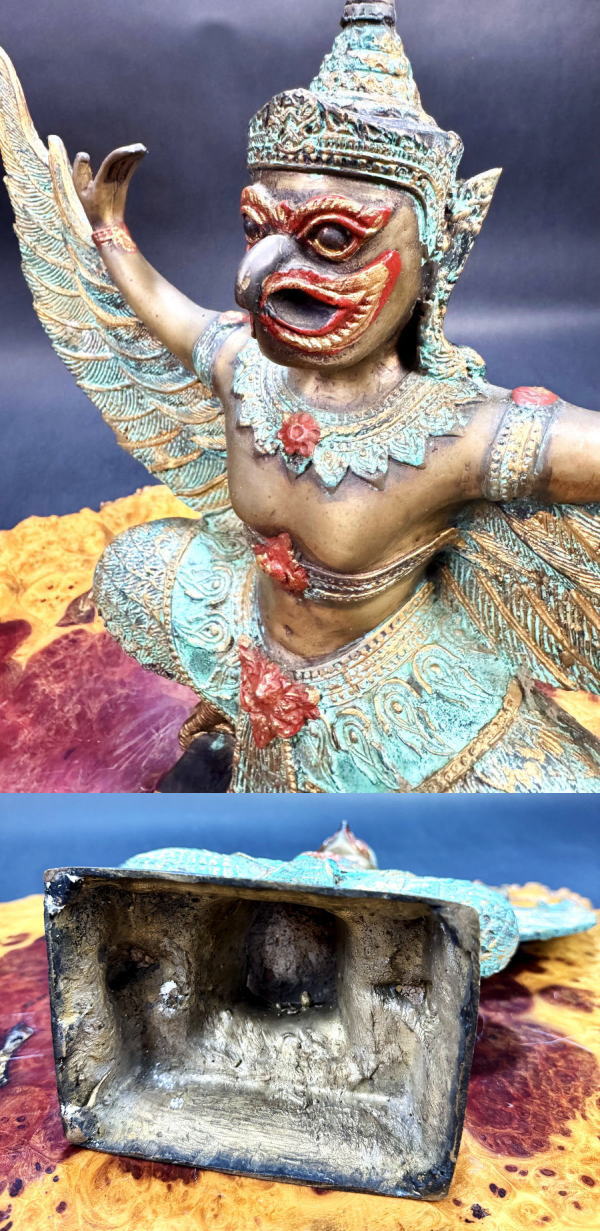 美術品・アンティーク・コレクション 銅製彩絵ガルーダ像 仏像 神像 鳥