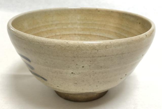 送料無料】古染三味茶碗 野坂 箱付 茶道具 ウブ品 日本古玩 伝世品焼物