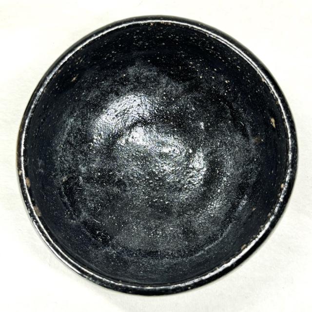 江戸時代後期 紫野焼 鶴亭 黒楽茶碗 共箱 時代物 古美術 茶碗 WWTT066 江戸時代後期 紫野焼 鶴亭 黒茶碗 共箱 時代物 古美術 茶碗 ウブ