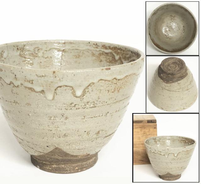 送料無料】古い 白磁 茶碗 箱付 骨董 修復なし 古玩 日本 古美術 