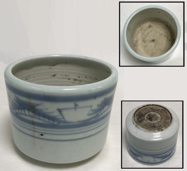 古染付筒 伝世品焼物 青花 ウブ品 入手困難 骨董 中国古玩 (