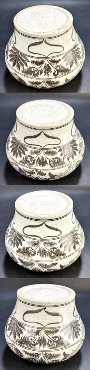 送料無料】時代物 釉里紅魚藻紋盖罐 中国古玩 唐物 古陶瓷品 歴史有る