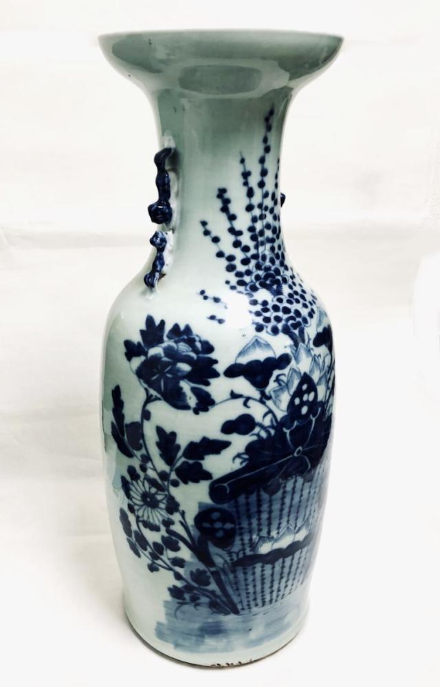 【送料無料】清時代中期 古染付 花紋様 大花瓶 伝世品焼物 青花 呉須 ウブ品 入手困難 骨董 中国古玩 (旧家蔵出し) 威龍彩雲通販_3