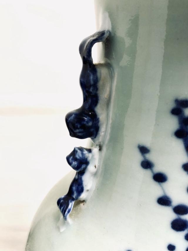 【送料無料】清時代中期 古染付 花紋様 大花瓶 伝世品焼物 青花 呉須 ウブ品 入手困難 骨董 中国古玩 (旧家蔵出し) 威龍彩雲通販_9