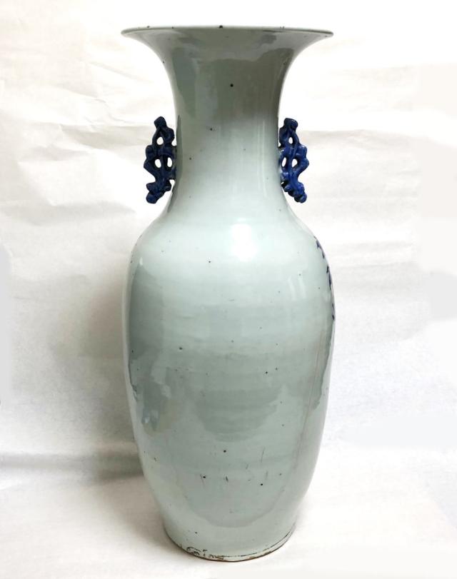 【送料無料】清時代中期 古染付 牡丹花鳥紋様 磁器大花瓶 文物商店蝋印鑑定 呉須 伝世品焼物 青花 骨董 中国古玩 (旧家蔵出し) 威龍彩雲通販_2