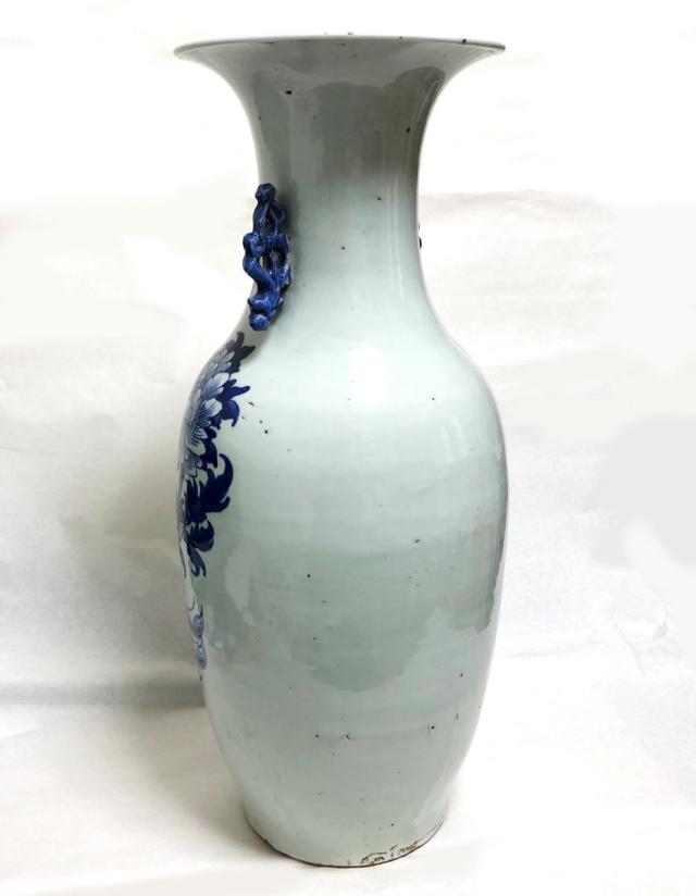 【送料無料】清時代中期 古染付 牡丹花鳥紋様 磁器大花瓶 文物商店蝋印鑑定 呉須 伝世品焼物 青花 骨董 中国古玩 (旧家蔵出し) 威龍彩雲通販_5