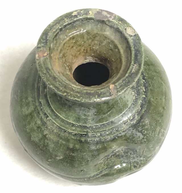 中国・後漢時代 1世紀 漢緑釉 緑釉壷 伝世品焼物 保証 ウブ品