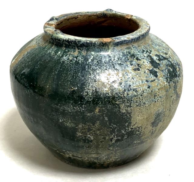 中国・後漢時代 1世紀 漢緑釉 緑釉壷 伝世品焼物 保証 ウブ品 WWTT205