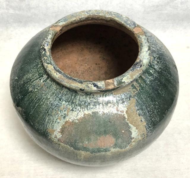 中国・後漢時代 1世紀 漢緑釉 緑釉壷 伝世品焼物 保証 ウブ品 WWTT204