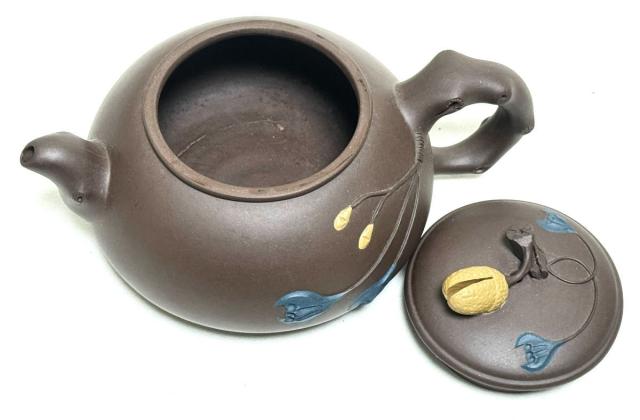 O85-15 中国古作 古い朱泥急須 在銘刻印有 D O85-15