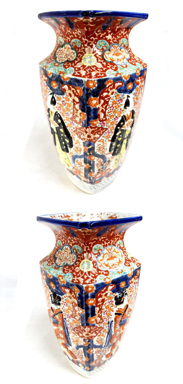 幕末～明治時代名品 古伊万里 赤絵人物画花入 博物館級 日本骨董