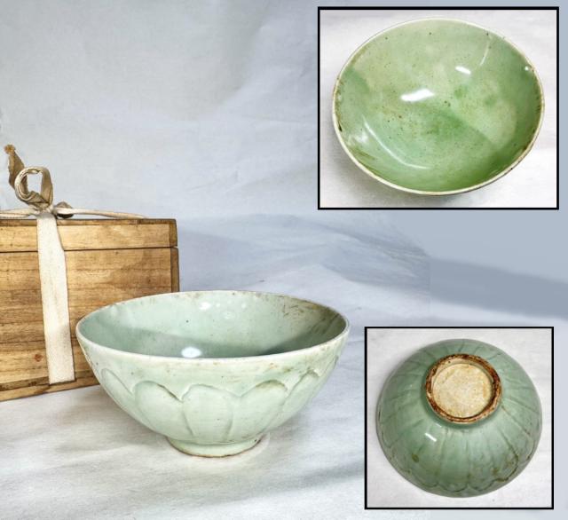 宋時代 龍泉窯青磁茶碗 時代品 伝世品焼物 歴史唐物 ウブ品 WWTT345 宋時代 龍泉窯青磁茶碗 時代品 伝世品焼物 歴史唐物 ウブ品