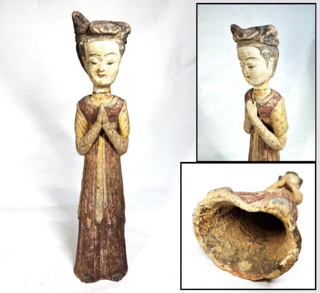 送料無料】北魏時代（5−6世紀）仕女俑 伝世品焼物 陶器 中国