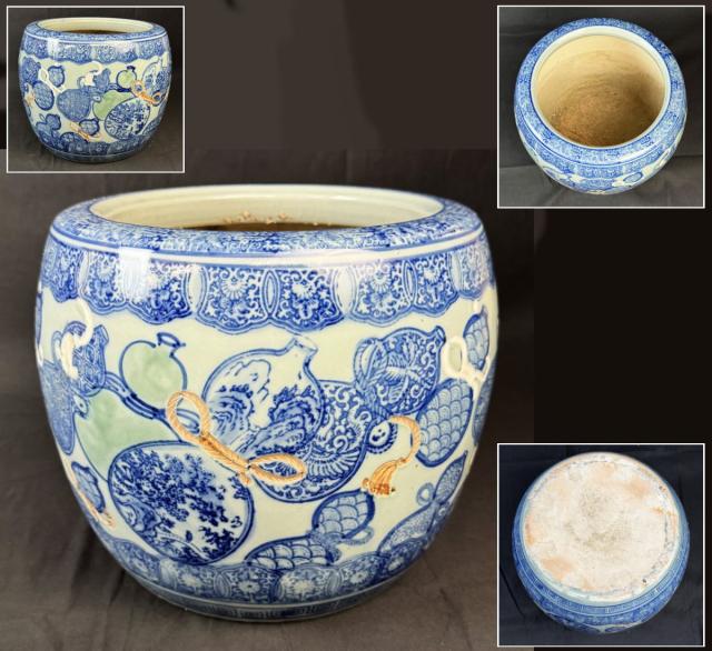 【送料無料】大正時代 瓢箪尽くし図鉢 鉢カバー 睡蓮鉢 金魚鉢 火鉢 古美術 ウブ品 入手困難 日本骨董 コレクション(茶道家旧蔵) 威龍彩雲通販