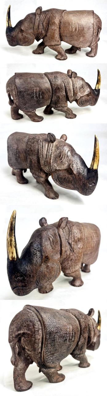 【送料無料】 年代物 古唐木雕犀 唐木彫さい レア一点もの 金運招き 置物 時代物 美品 稀少 古美術 唐物 高級 骨董 古玩 (旧家蔵出し) 威龍彩雲通販_1