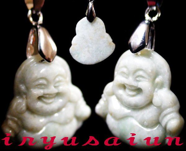開運風水天然翡翠手彫り布袋様 ペンダントトップ 新品 男女兼用