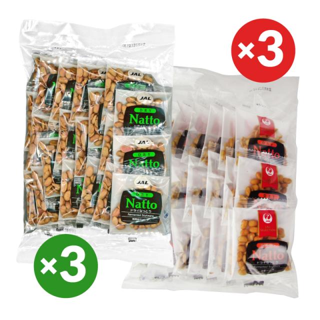 JAL ドライなっとう 一味唐がらし味 10g×20包（200g） ＋ 梅風味 10g×20包（200g） 各3袋 沖縄配送不可