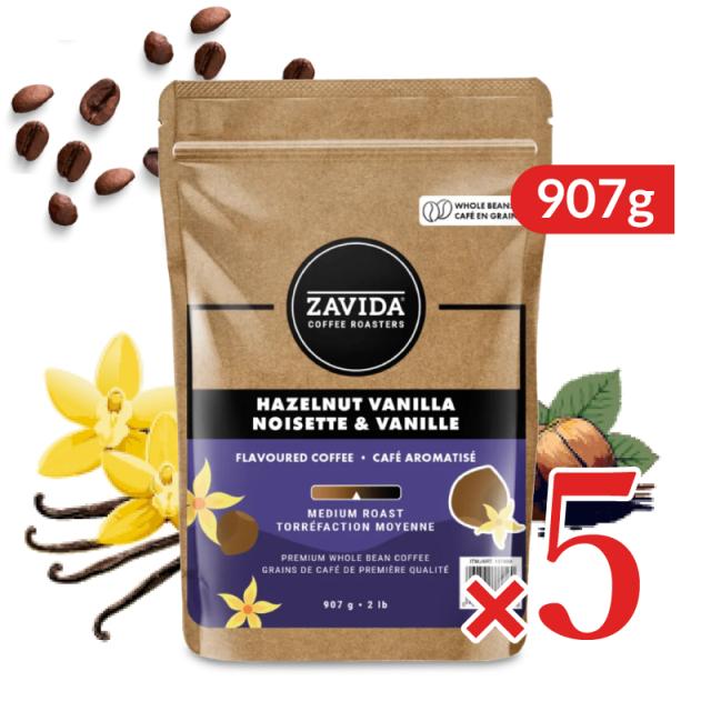 ザビダコーヒー ヘーゼルナッツバニラ ホールビーン コーヒー 907g（2lb） × 5袋 《正規販売店》の通販は